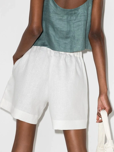 Shop Asceno Zurich Linen Shorts In White