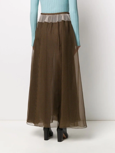 Shop Fendi Vichy Pattern Organza Skirt In Brown