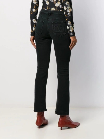 Shop Valentino Slim-fit Poem Detail Jeans In Black