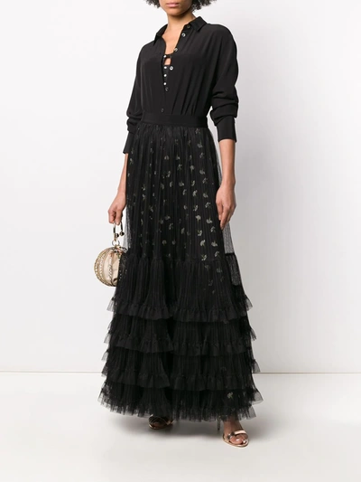 Shop Giambattista Valli Tulle Ruffle-trimmed Skirt In Black