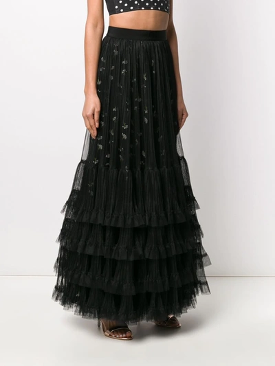 Shop Giambattista Valli Tulle Ruffle-trimmed Skirt In Black