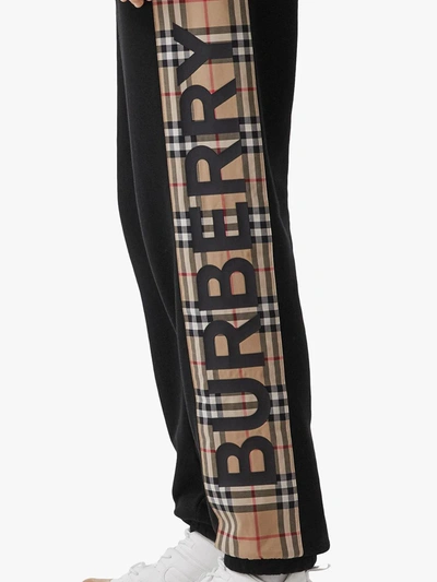 Shop Burberry Vintage Check Panel Track Pants In Black