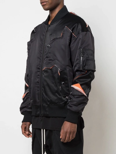 Shop Mostly Heard Rarely Seen Fray With Me Bomber Jacket In Black ,orange