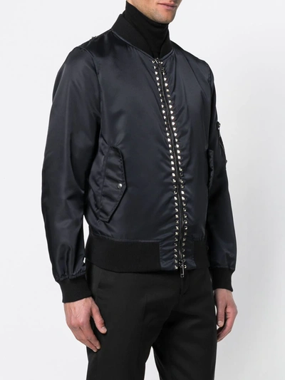 Shop Valentino Rockstud Untitled Bomber Jacket In Blue