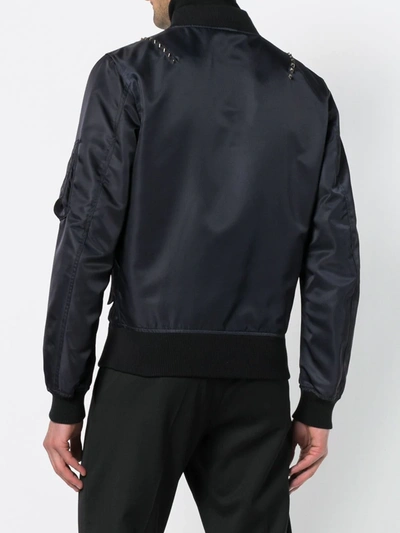 Valentino Rockstud Untitled Bomber Jacket In Blue