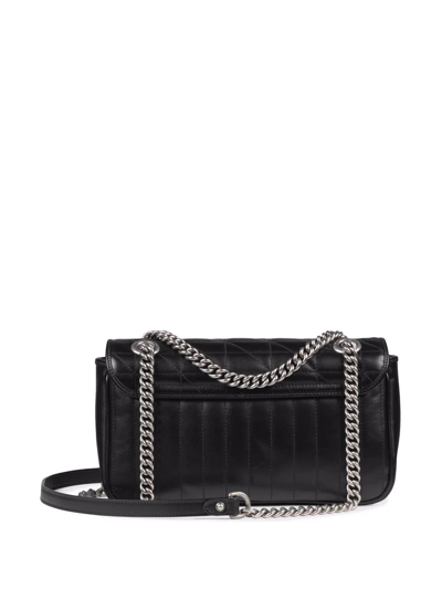 Shop Gucci Small Gg Marmont Shoulder Bag In Black