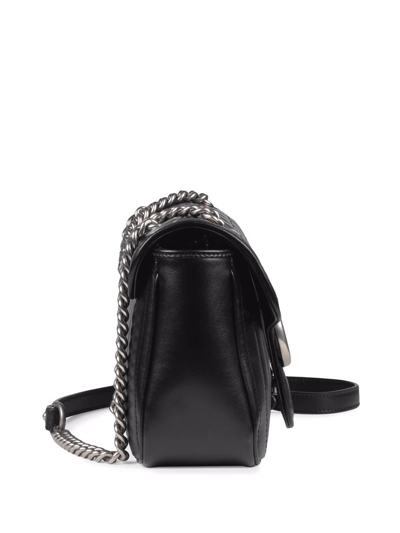 Shop Gucci Small Gg Marmont Shoulder Bag In Black