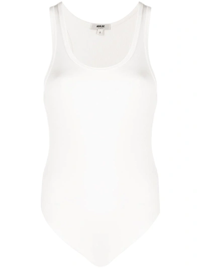 Shop Agolde Slim-fit Bodysuit In White