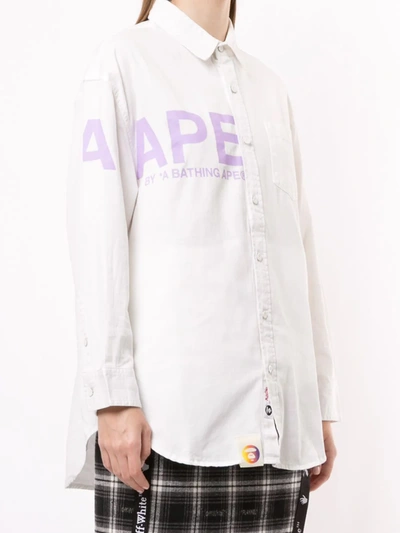 Shop Aape By A Bathing Ape Logo-print Button-up Workshirt In White