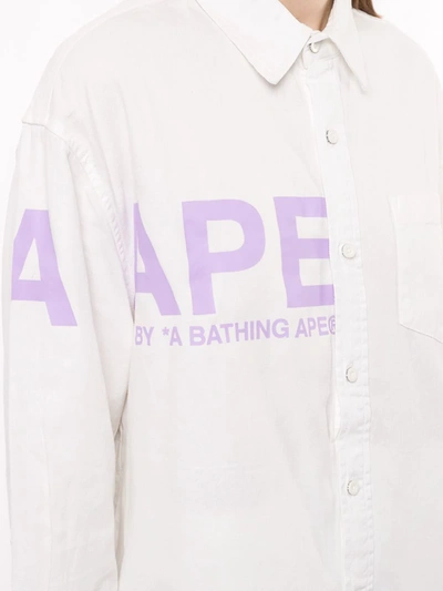 Shop Aape By A Bathing Ape Logo-print Button-up Workshirt In White