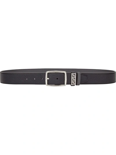 Shop Fendi Ff-motif Pebbled Belt In Black