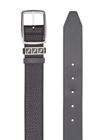 Shop Fendi Ff-motif Pebbled Belt In Black