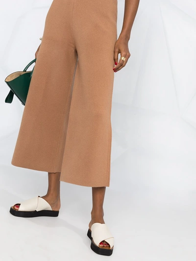 Shop Joseph Cropped Wool Trousers In Brown