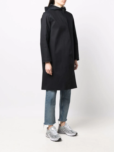 Shop Mackintosh Watten Bonded Cotton Coat In Black