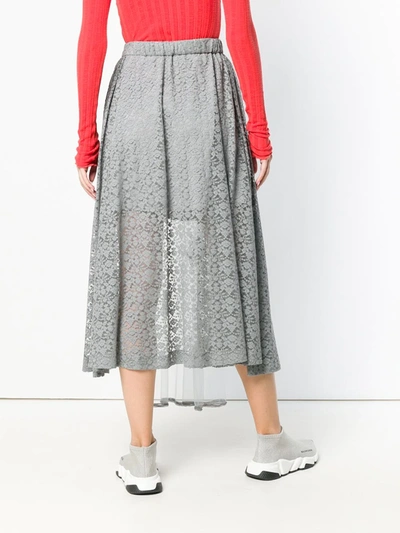 Shop Stella Mccartney Embellished Lace High-low Skirt In Grey