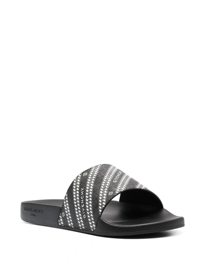 Shop Givenchy Chain Print Slides In 004 Black White