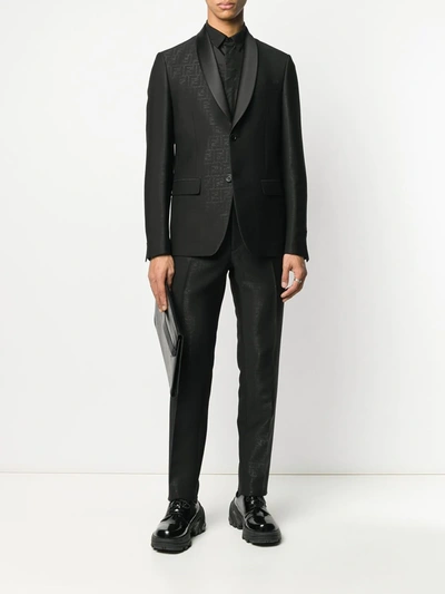 Shop Fendi Ff Pattern Suit In Black