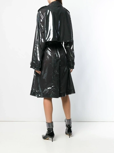 Shop Christopher Kane Iridescent Oil Trench Coat In Black