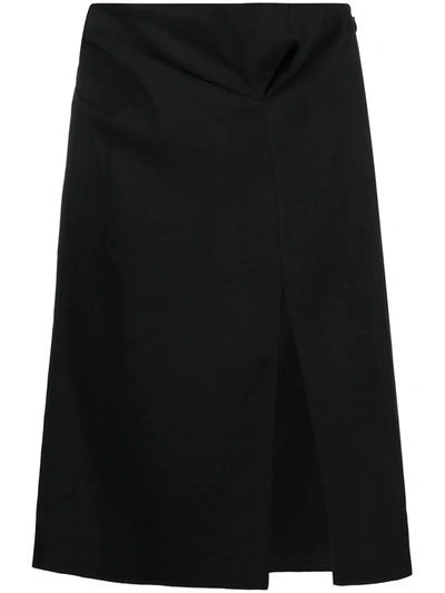 Shop Jacquemus High-waisted Linen Midi Skirt In Black