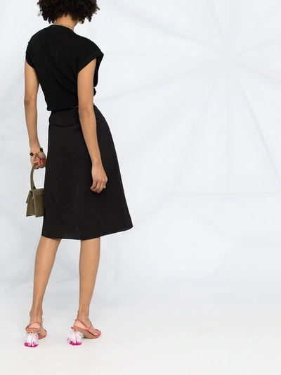 Shop Jacquemus High-waisted Linen Midi Skirt In Black