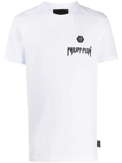 Shop Philipp Plein Logo-print Crew Neck T-shirt In White