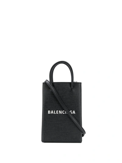 Shop Balenciaga Mini Shopping Phone Pouch In Black