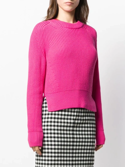 Shop Ami Alexandre Mattiussi Crew-neck Knitted Jumper In Pink