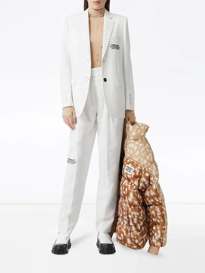 Shop Burberry Location Print Trousers In White