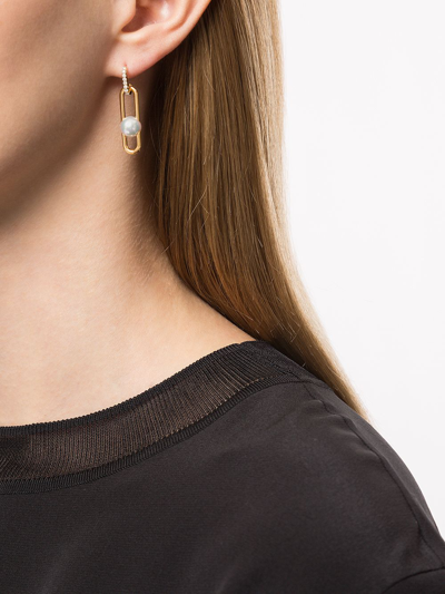 Tasaki 18kt Yellow Gold Fine Links Collection Line Akoya Pearl And Diamond Earrings In Gold