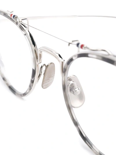 Shop Thom Browne Round-frame Eye Glasses In Grey
