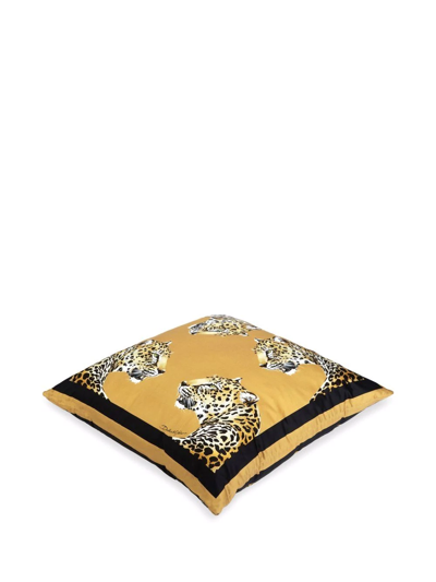 Shop Dolce & Gabbana Medium Leopardo-print Duchesse Cotton Cushion In Yellow