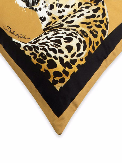 Shop Dolce & Gabbana Medium Leopardo-print Duchesse Cotton Cushion In Yellow