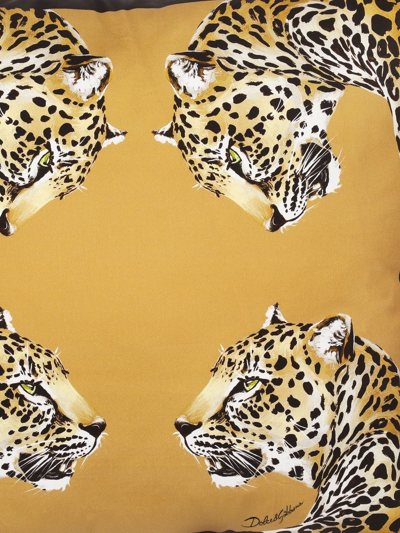 Shop Dolce & Gabbana Medium Leopardo-print Duchesse Cotton Cushion In Yellow