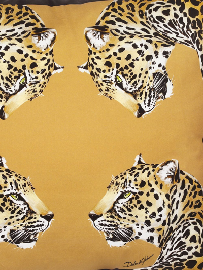 Dolce & Gabbana Medium Leopardo-print Duchesse Cotton Cushion In Yellow
