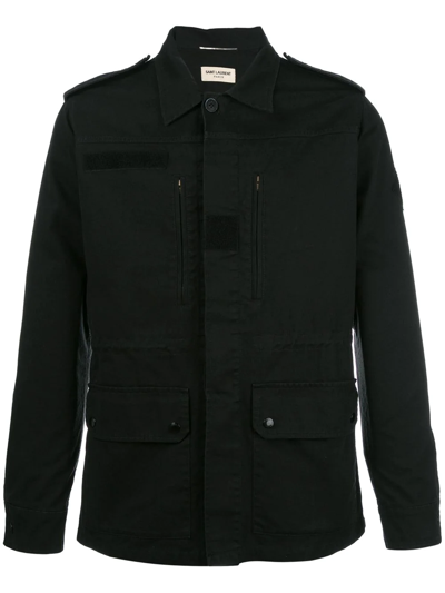 Shop Saint Laurent Pocket Shirt Jacket In Black