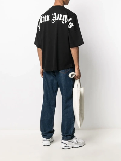 Shop Palm Angels Logo-print Cotton T-shirt In Black