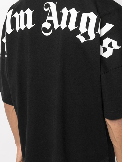 Palm Angels Mens Black White Classic Logo-print Cotton-jersey T-shirt M In Black