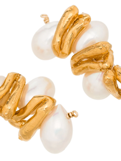 Shop Alighieri Calliope Gold-plated Pearl Earrings In White