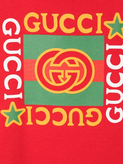 Shop Gucci Logo-print Cotton Hoodie In Red