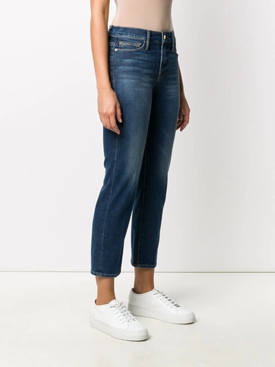Shop Frame Cropped Slim-fit Jeans In Blue