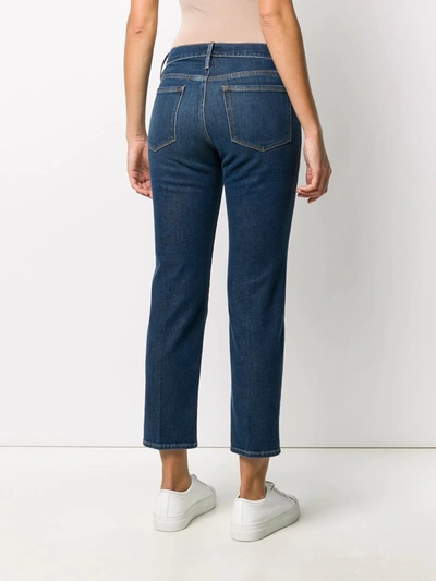 Shop Frame Cropped Slim-fit Jeans In Blue