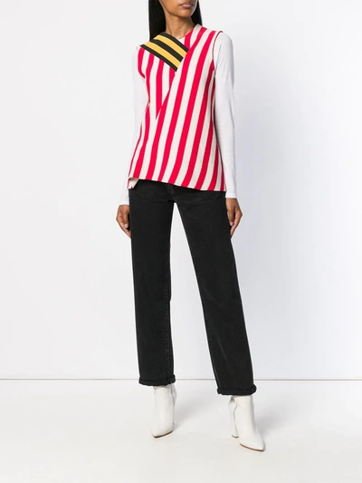 Vince Womens Pampas Stripe Stripe-pattern Curved-hem Woven Shirt In White