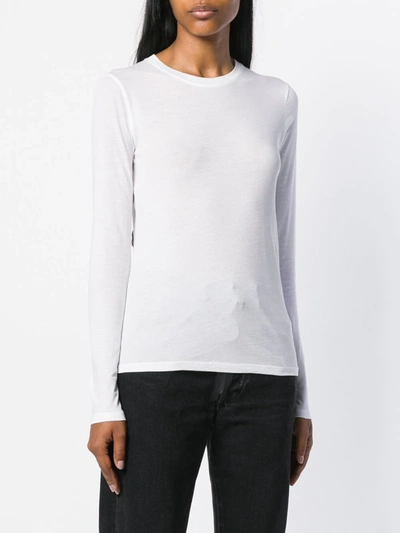 Shop Vince Longsleeved T-shirt In White