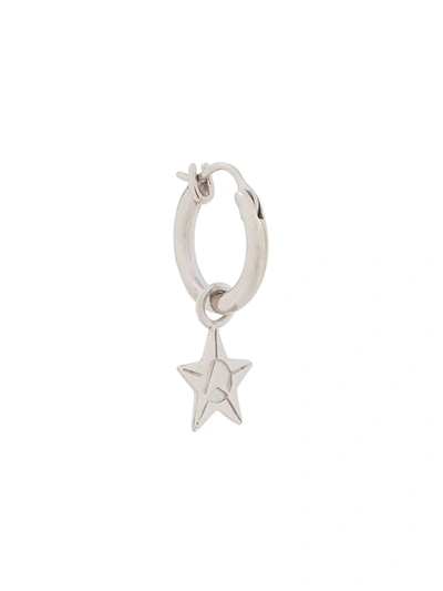 Shop Northskull Star Logo Hoop Earring In Silver