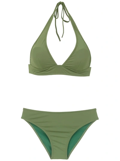 Shop Amir Slama Plain Bikini Set In Green