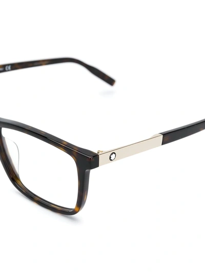 Shop Montblanc Rectangular Shape Glasses In Brown