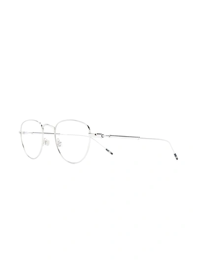 Montblanc Polished Square-frame Glasses In Silver
