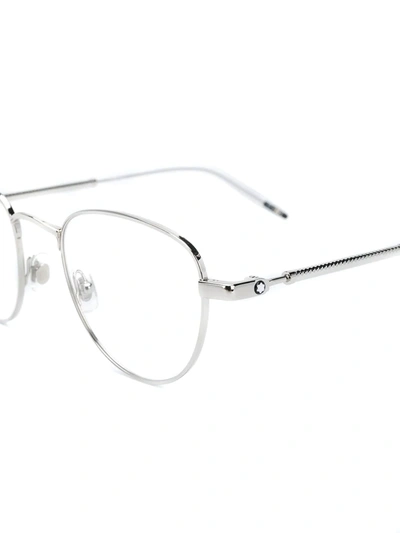 Montblanc Polished Square-frame Glasses In Silver