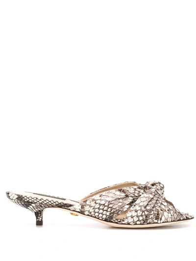 Shop Dolce & Gabbana Snakeskin Effect Mules In Neutrals