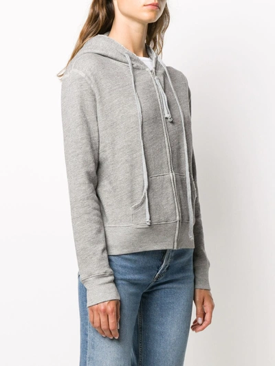 Shop Nili Lotan Distressed Zipped Front Hoodie In Grey